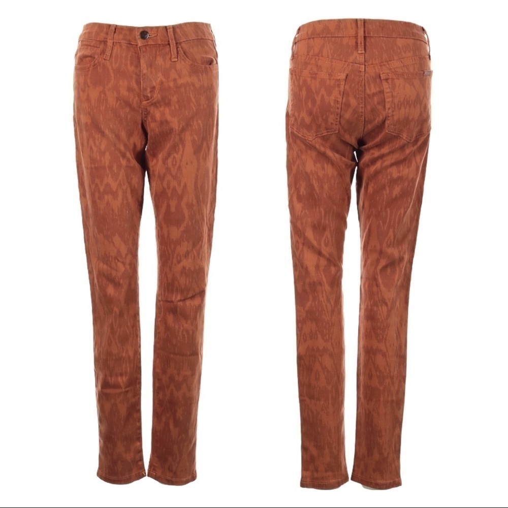 Joe’s Adobe Ikat High Water Burnt Orange Mid Rise Ankle Jeans Size 24